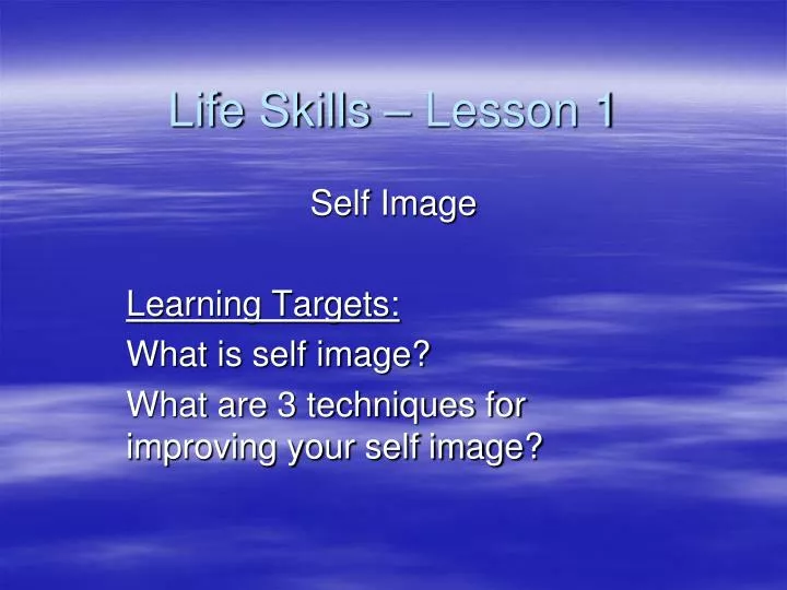 life skills lesson 1