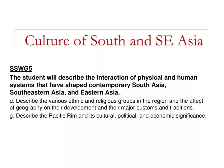 culture of south and se asia