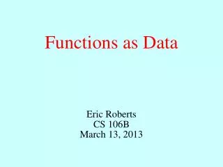 Functions as Data