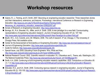 Workshop resources