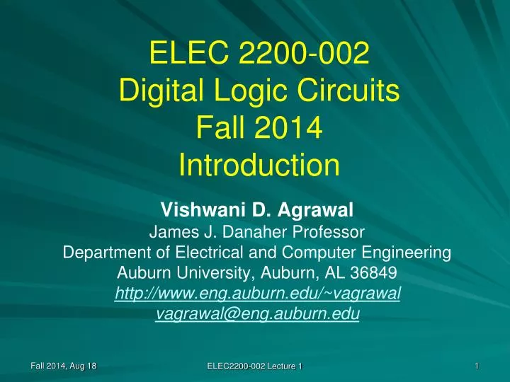 elec 2200 002 digital logic circuits fall 2014 introduction