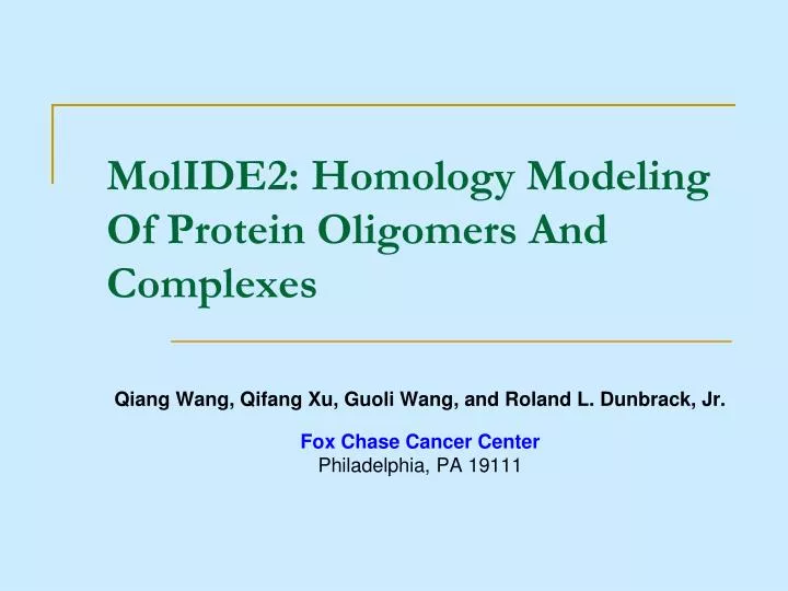 molide2 homology modeling of protein oligomers and complexes