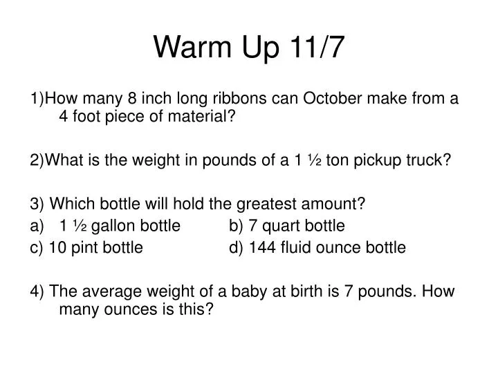 warm up 11 7