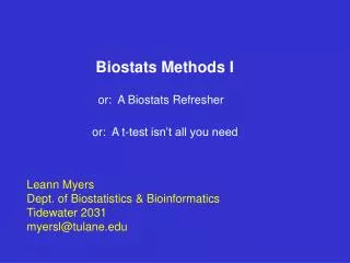 Biostats Methods I