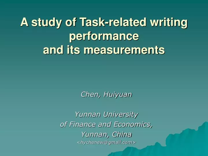 a study of task related writing performance and its measurements