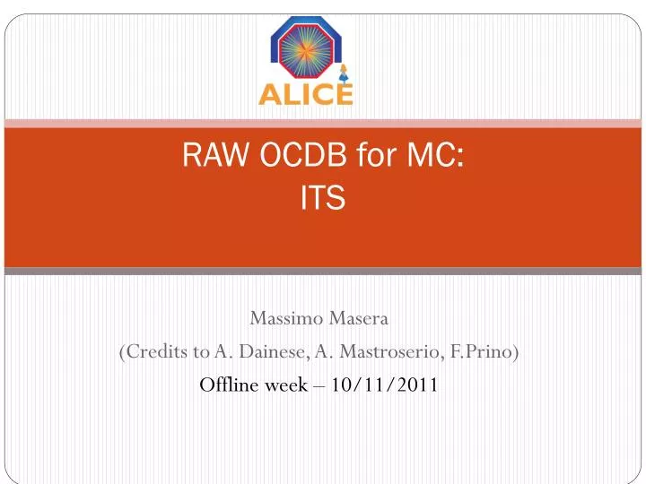 raw ocdb for mc its