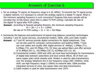 Answers of Exercise 6