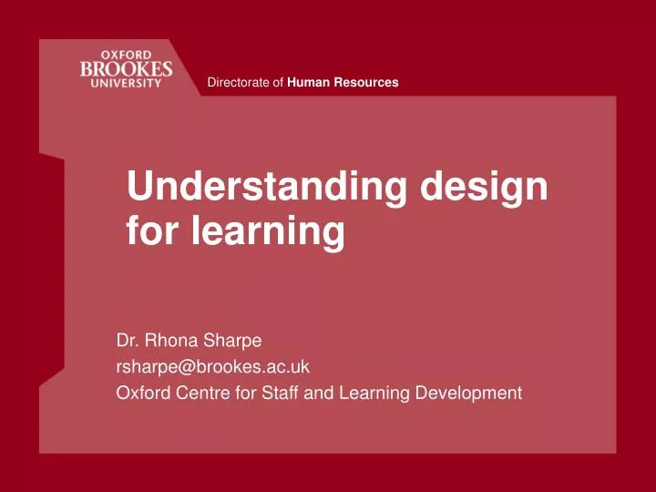 understanding design for learning