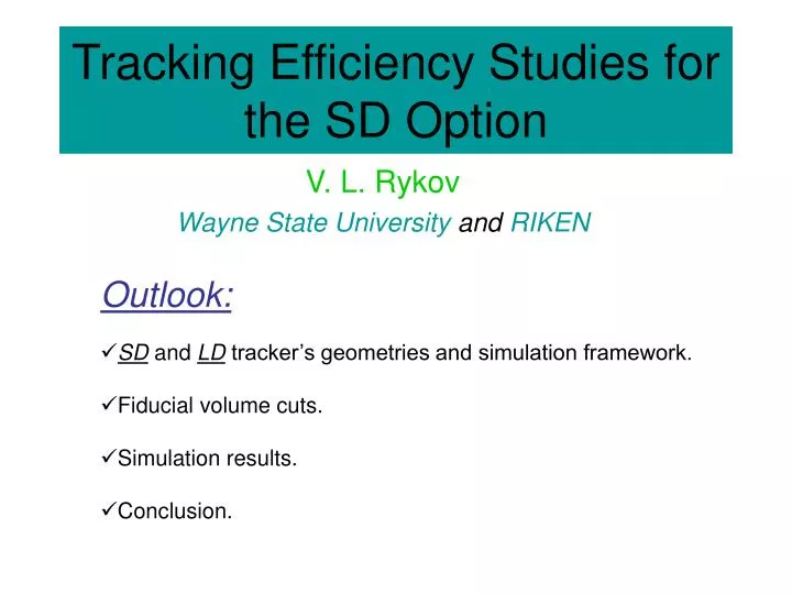 tracking efficiency studies for the sd option