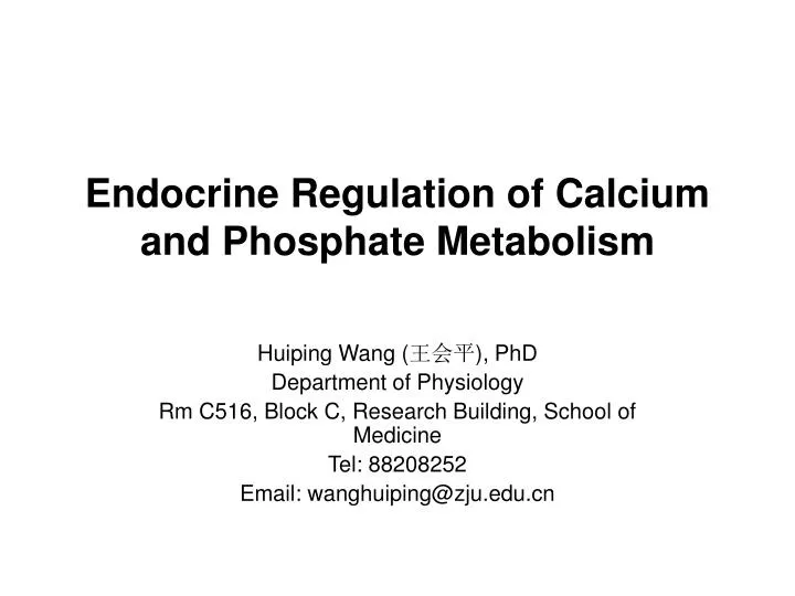 endocrine regulation of calcium and phosphate metabolism