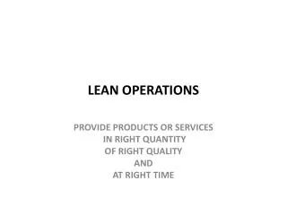 LEAN OPERATIONS