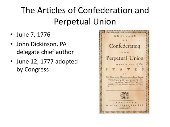 the articles of confederation and perpetual union