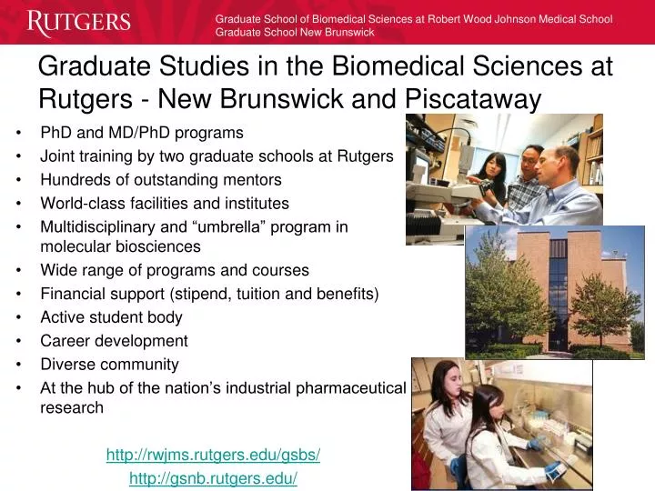 graduate studies in the biomedical sciences at rutgers new brunswick and piscataway
