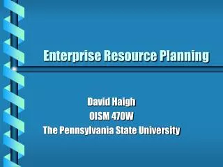 Enterprise Resource Planning