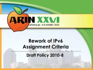 Rework of IPv6 Assignment Criteria