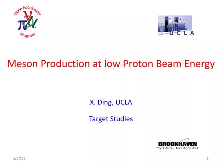 meson production at low proton beam energy