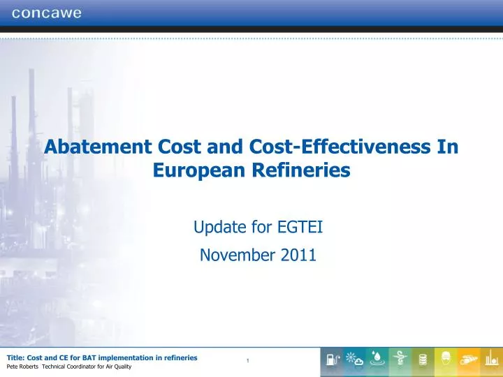 abatement cost and cost effectiveness in european refineries