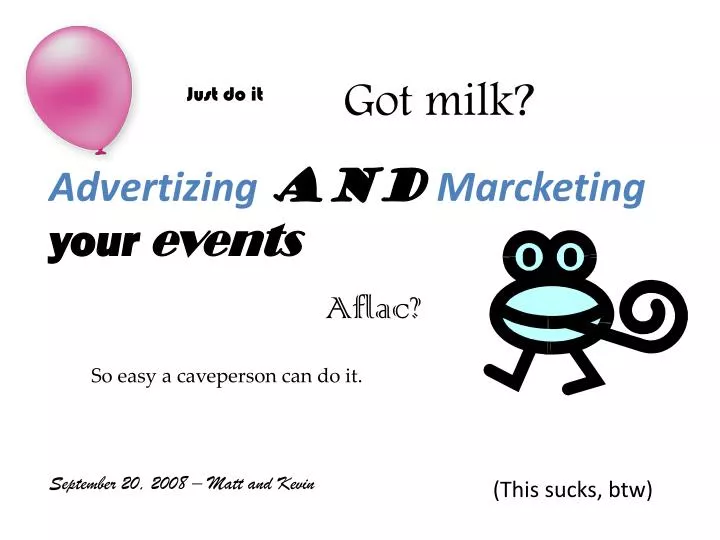 advertizing and marcketing your events