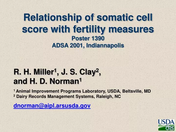 relationship of somatic cell score with fertility measures poster 1390 adsa 2001 indiannapolis