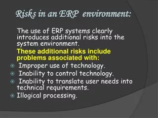 Risks in an ERP environment: