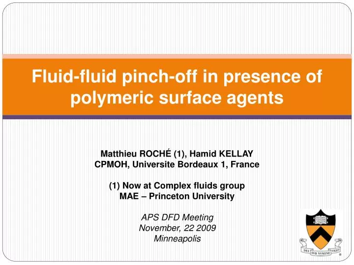 fluid fluid pinch off in presence of polymeric surface agents