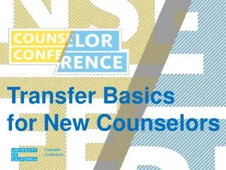 Transfer Basics for New Counselors