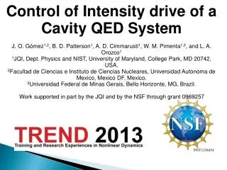 Control of Intensity drive of a Cavity QED System