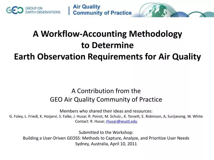 a workflow accounting methodology to determine earth observation requirements for air quality