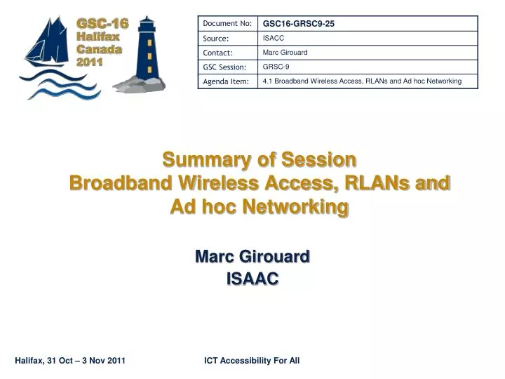 summary of session broadband wireless access rlans and ad hoc networking