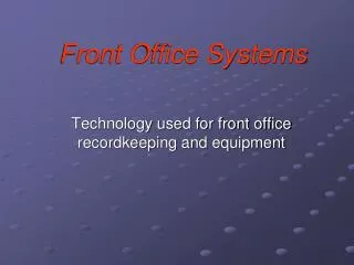 Front Office Systems