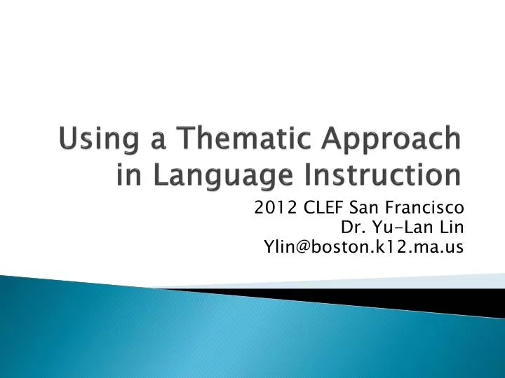 using a thematic approach in language instruction