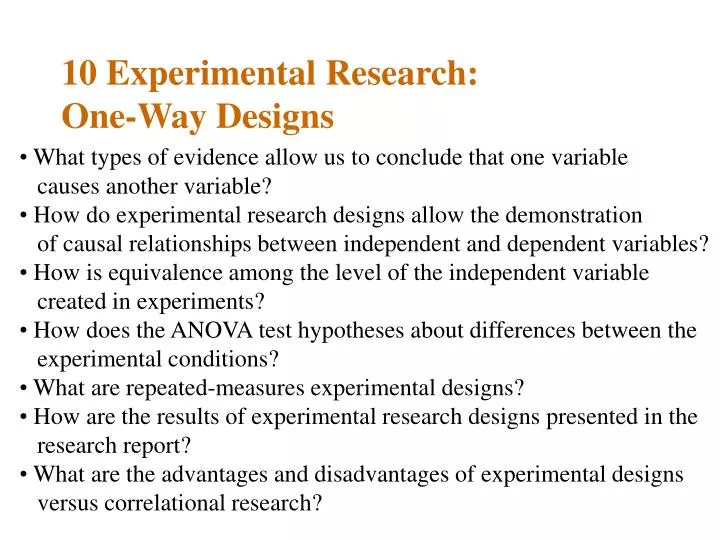10 experimental research one way designs