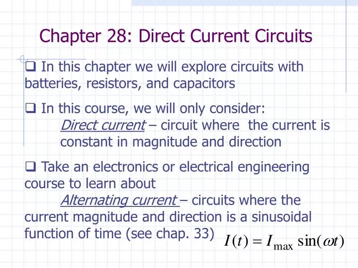chapter 28 direct current circuits