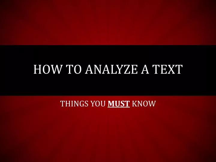how to analyze a text