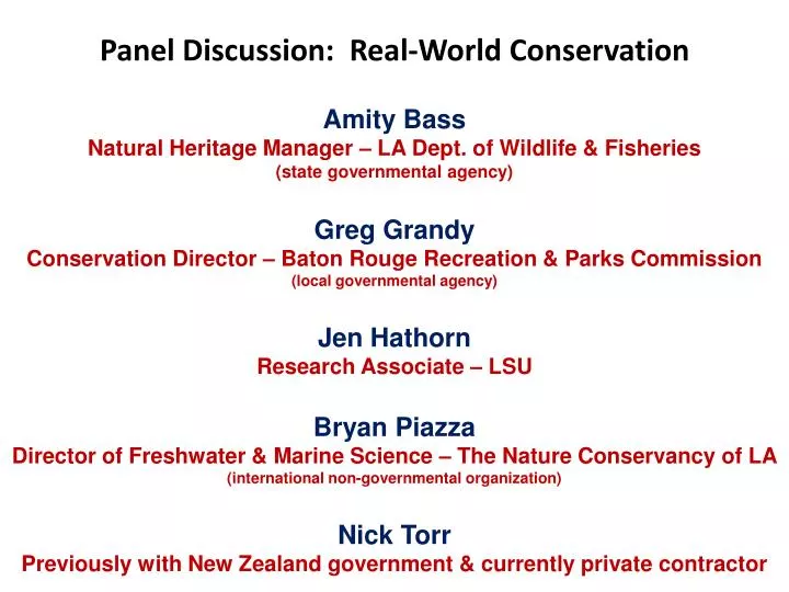panel discussion real world conservation