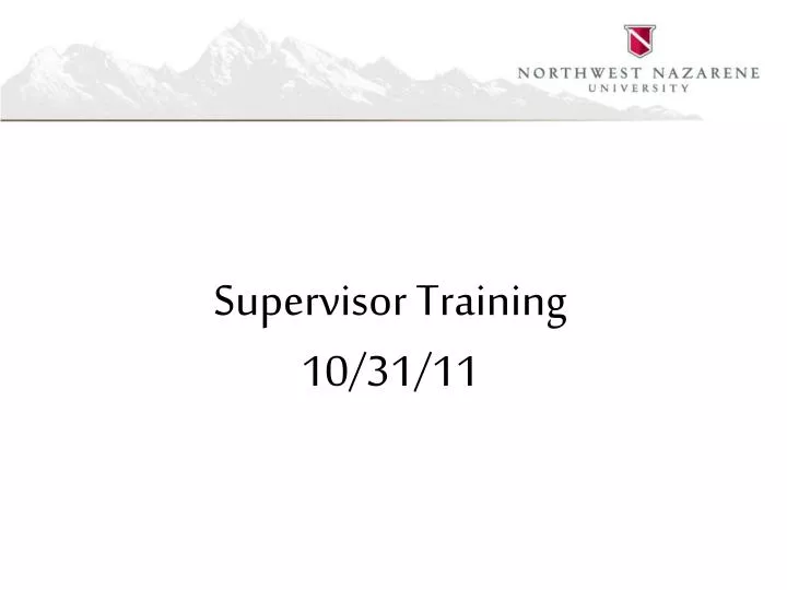 supervisor training 10 31 11