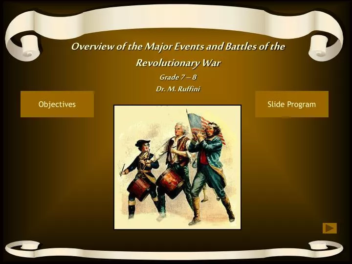 overview of the major events and battles of the revolutionary war grade 7 8 dr m ruffini