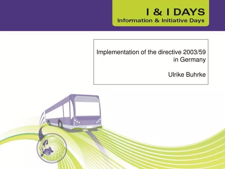implementation of the directive 2003 59 in germany ulrike buhrke