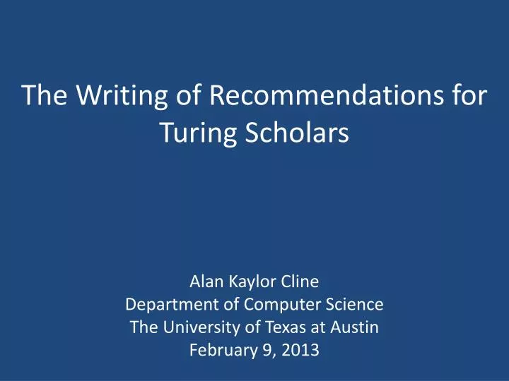 the writing of recommendations for turing scholars