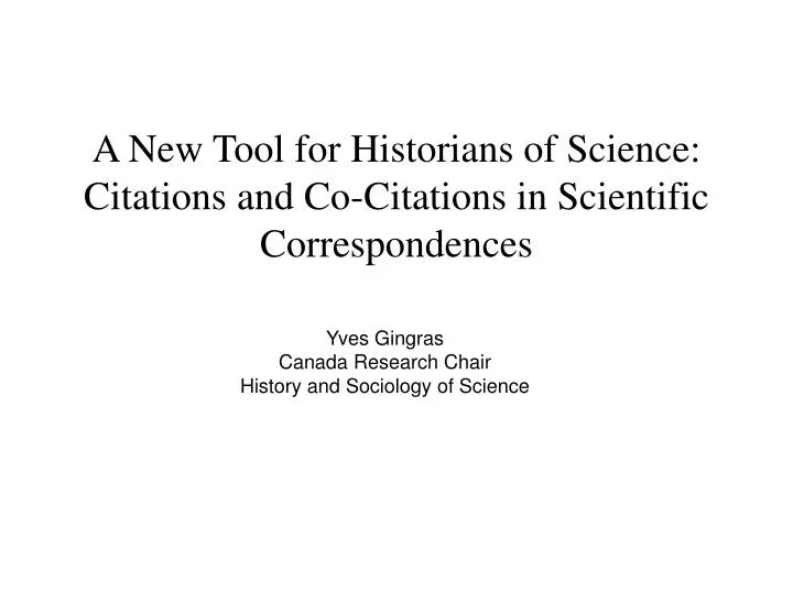 a new tool for historians of science citations and co citations in scientific correspondences