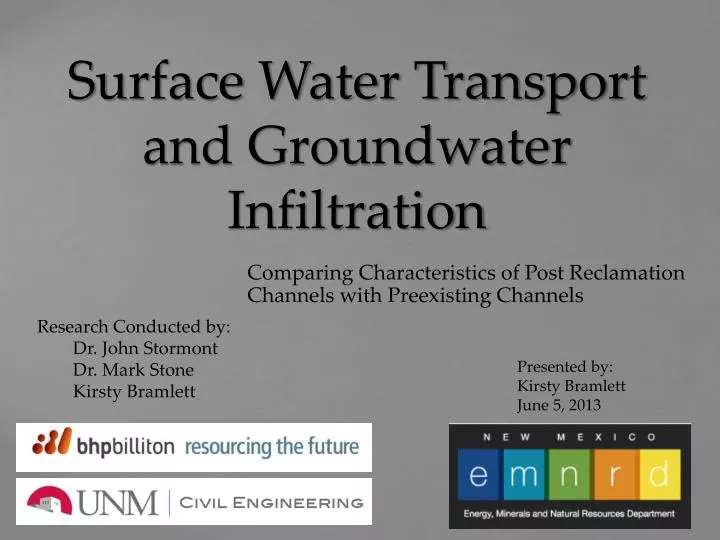 surface water transport and groundwater infiltration