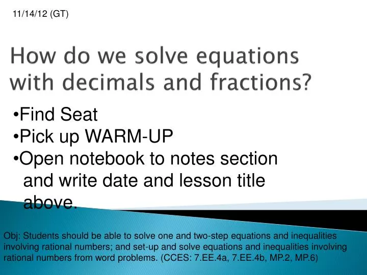 how do we solve equations with decimals and fractions