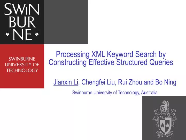 processing xml keyword search by constructing effective structured queries