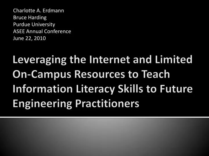 charlotte a erdmann bruce harding purdue university asee annual conference june 22 2010