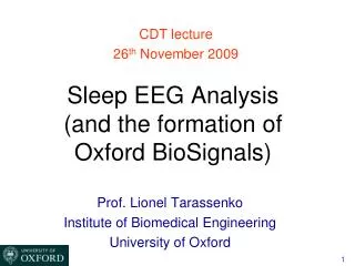 Sleep EEG Analysis (and the formation of Oxford BioSignals)