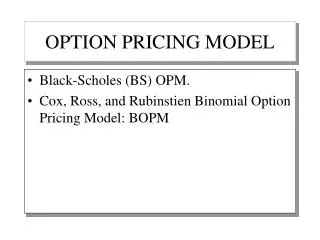 OPTION PRICING MODEL