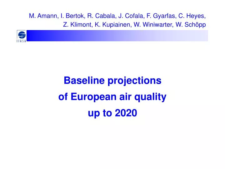 baseline projections of european air quality up to 2020
