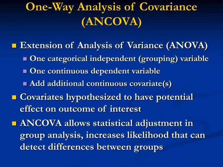 one way analysis of covariance ancova