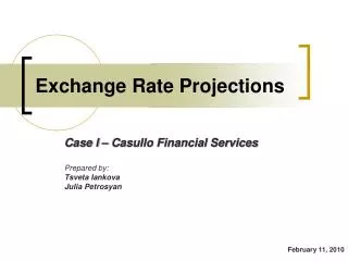 Exchange Rate Projections