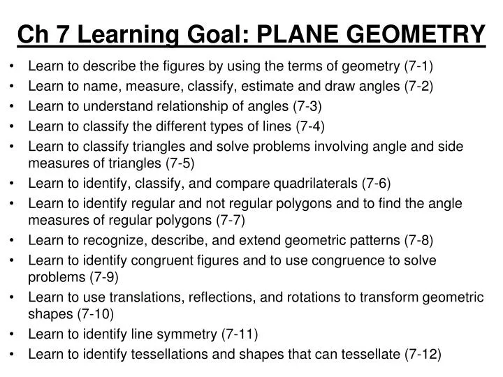 ch 7 learning goal plane geometry